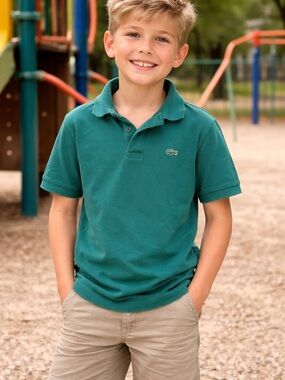 Lacoste Boys' Teal Green Short-Sleeve Pique Polo